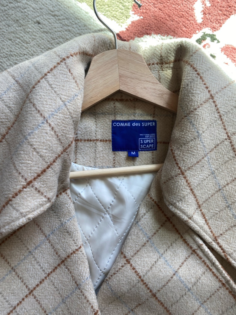 Neutral Plaid Trench Coat - Cream Plaid - Picture 3 of 6